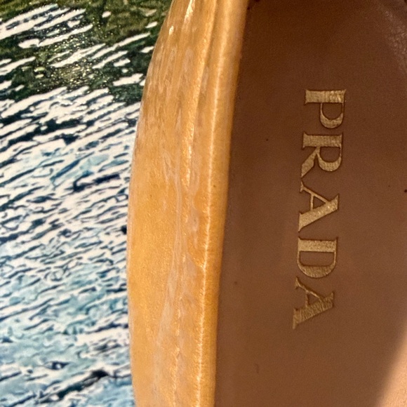 PRADA patent leather peep toe Bakelite ballet flats rare butter yellow color 36 - Picture 6 of 16